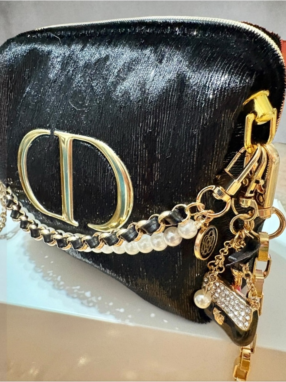 Dior Beaute Shimmering Velour Upcycled Crossbody Bag - Picture 3 of 8